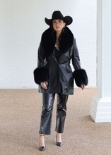 Load image into Gallery viewer, Black Leather & Fox Stroller