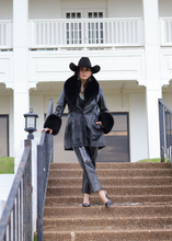 Load image into Gallery viewer, Black Leather & Fox Stroller