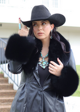 Load image into Gallery viewer, Black Leather & Fox Stroller