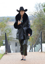 Load image into Gallery viewer, Black Leather & Fox Stroller