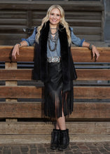 Load image into Gallery viewer, Western Black Leather & Fox Vest