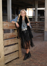 Load image into Gallery viewer, Western Black Leather & Fox Vest