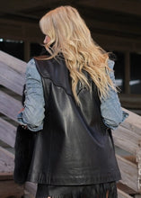Load image into Gallery viewer, Western Black Leather & Fox Vest