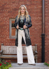 Load image into Gallery viewer, Women's Black and White Leather Stroller with Fringe