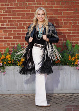 Load image into Gallery viewer, Women's Black and White Leather Stroller with Fringe