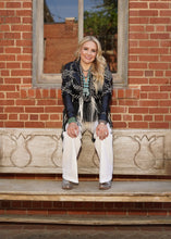 Load image into Gallery viewer, Women's Black and White Leather Stroller with Fringe