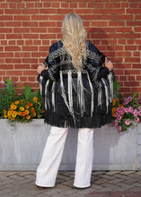 Load image into Gallery viewer, Women's Black and White Leather Stroller with Fringe