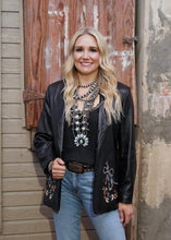 Load image into Gallery viewer, Embroidered Black Leather & Fox Jacket
