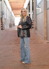 Load image into Gallery viewer, Embroidered Black Leather & Fox Jacket