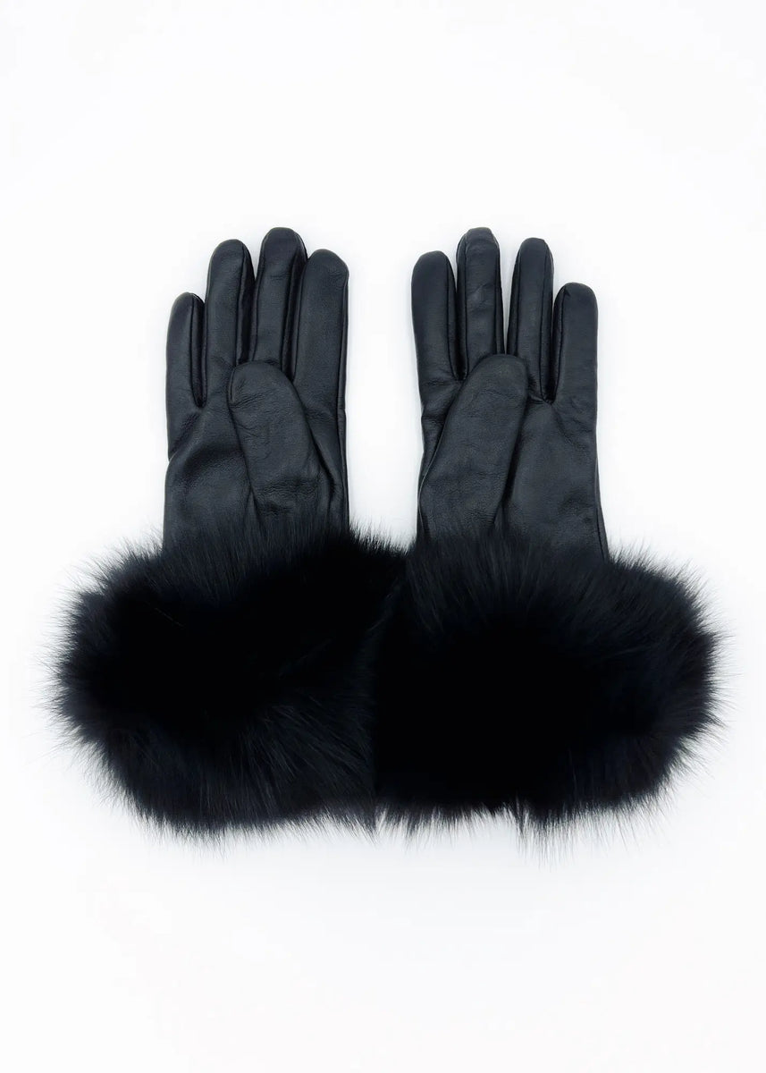 Leather Gloves Trimmed with Fox Fur – Morris Kaye Furs