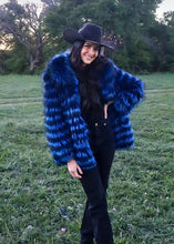 Load image into Gallery viewer, Women's Dyed Blue Fox Jacket