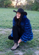 Load image into Gallery viewer, Women's Dyed Blue Fox Jacket