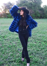 Load image into Gallery viewer, Women's Dyed Blue Fox Jacket