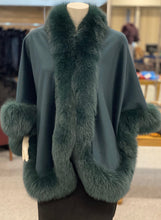 Load image into Gallery viewer, Cashmere Cape with Fox Fur Trim