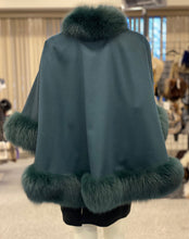 Load image into Gallery viewer, Cashmere Cape with Fox Fur Trim