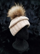 Load image into Gallery viewer, Knitted Beanie with Detachable Fur Pom-Pom
