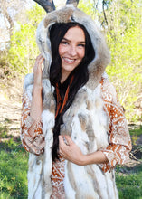 Load image into Gallery viewer, Women's White Multi Rabbit Vest with Hood