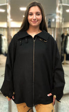 Load image into Gallery viewer, Black Wool Cape with Suede Accents