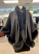Load image into Gallery viewer, Cashmere Cape with Fox Fur Trim