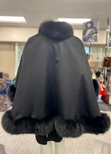 Load image into Gallery viewer, Cashmere Cape with Fox Fur Trim