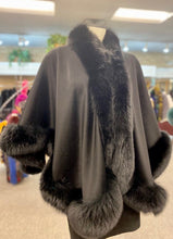 Load image into Gallery viewer, Cashmere Cape with Fox Fur Trim