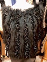 Load image into Gallery viewer, Black Dyed Raccoon/Chenille Poncho