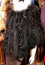 Load image into Gallery viewer, Black Dyed Raccoon/Chenille Poncho