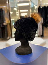 Load image into Gallery viewer, Knitted Rabbit Beanie with Fox Pom Pom