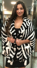 Load image into Gallery viewer, Black/White Knitted Rabbit Stole