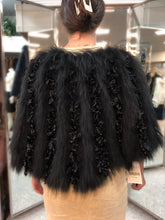 Load image into Gallery viewer, Black Dyed Raccoon/Chenille Poncho
