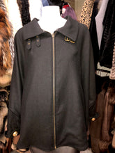 Load image into Gallery viewer, Black Wool Cape with Suede Accents