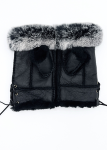 Handsfree Shearling & Rabbit Texting Gloves