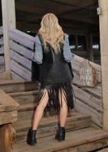 Load image into Gallery viewer, Western Black Leather &amp; Fox Vest