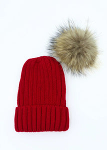 Red knitted beanie