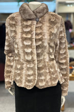 Load image into Gallery viewer, Silver Crossed Sheared Mink Lasered Jacket