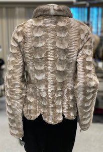 Silver Crossed Sheared Mink Lasered Jacket