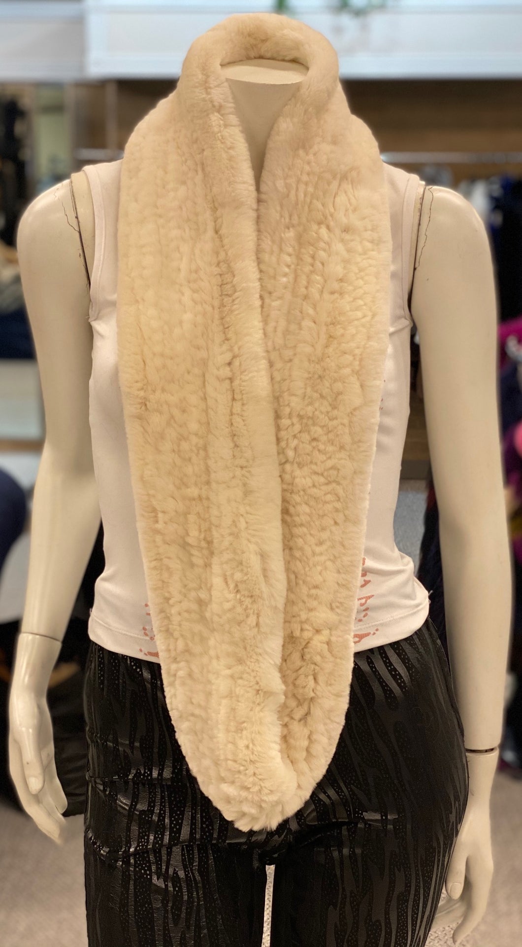 Knitted Rabbit Fur Infinity Scarf