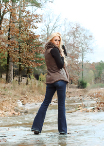 Shearling Vest with Fur Tuxedo