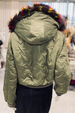 Load image into Gallery viewer, Green Stars Multi-Mink Bomber Jacket