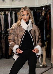 Women's Tan Shearling Jacket