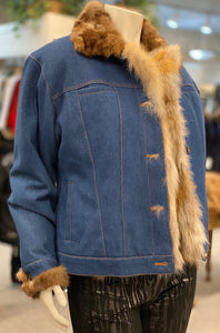Denim Jacket with Fur Trim