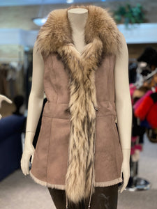 Shearling Vest with Fur Tuxedo