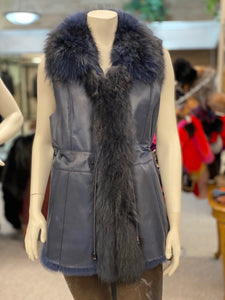 Shearling Vest with Fur Tuxedo