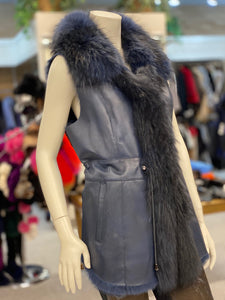 Shearling Vest with Fur Tuxedo