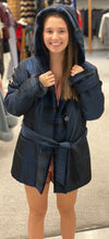 Load image into Gallery viewer, Navy Sheared Rabbit Raincoat
