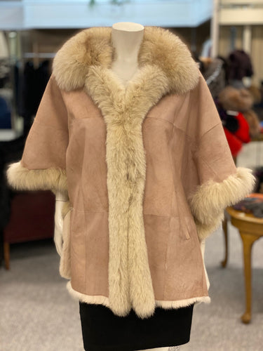 Double Faced Rabbit and Fox Fur Poncho