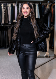 Black Mink Pieces Jacket