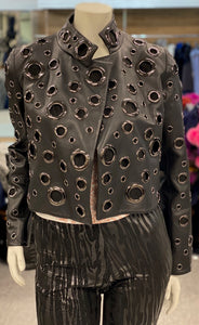 Leather Waist Jacket with Grommets