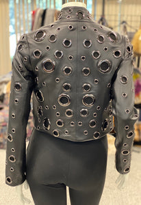 Leather Waist Jacket with Grommets