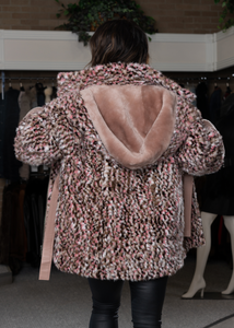 Pink Knitted Mink Parka